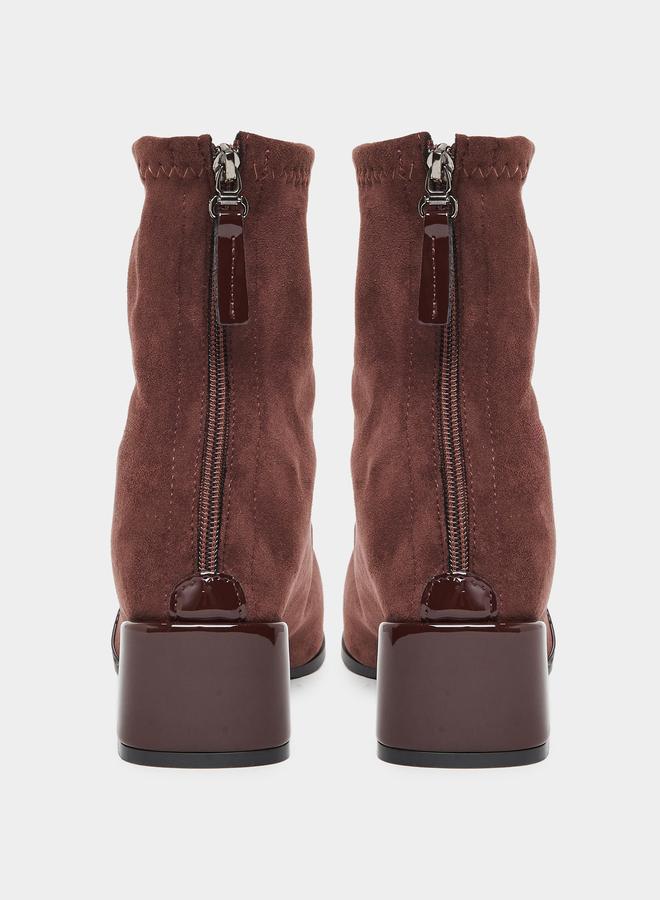 Take Two Women Burgundy Suede and Patent Ankle Boots - Image 4
